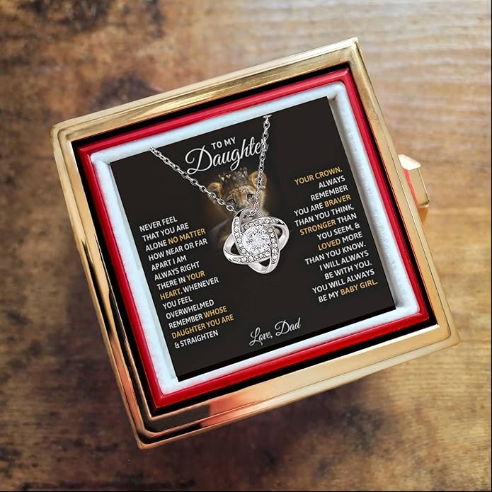 To My Beautiful Daughter Necklace from Mom & Dad | Cubic Zirconia Pendant with Heartfelt Message Card & Gift Box | Daughter Birthday, Graduation, Christmas Jewelry Gift from Parents