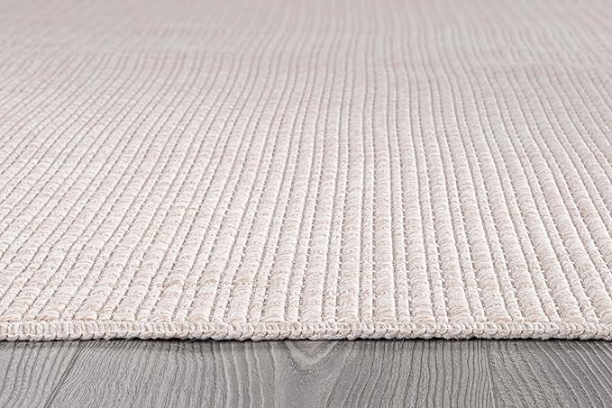 Beverly Rug Easy Jute Off White Rug 4x6 Solid Washable Durable Outdoor Indoor Area Rugs for Living Dining Room Patio Office Stain Resistant Non Shedding Casual Indoor Outside Carpet (4 x 6 Off-White)