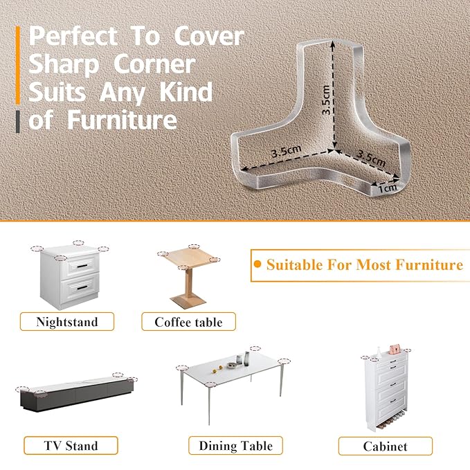 8 Pack Corner Protectors, Clear Table Corner Guards Protectors Baby Proof Furniture Corners & Edges Safety Bumpers Covers, T Shaped 1.4x1.4x1.4 in