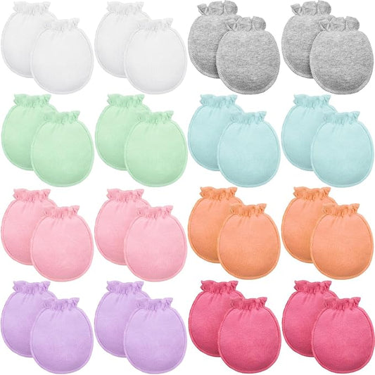 16 Pairs Newborn Baby Cotton Mittens No Scratch Gloves Unisex Newborn Mittens for baby Boys Girls 0-6 Months