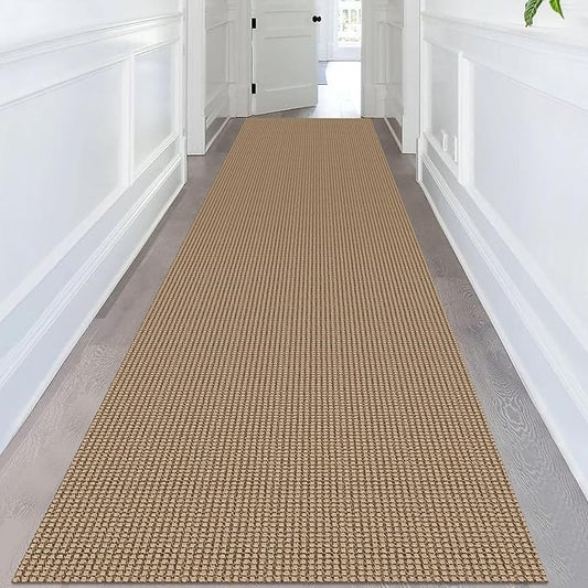 KOZYFLY Extra Long Runners for Hallways 3x14 ft Washable Kitchen Runner Non Slip Rubber Backed Hallway Rug Cotton Entryway Runner Rug Floor Carpet for Indoor Hall, Kitchen, Stair, Tan/Orange/Brown