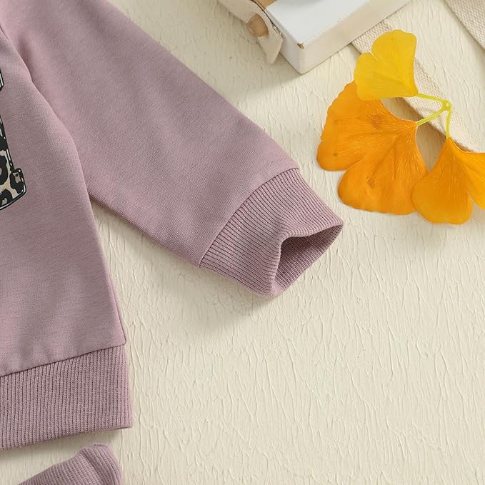 Kupretty Baby Girl Fall Winter Clothes Toddler Outfit Letters Graphic Crewneck Sweatshirts + Joggers Pants Set