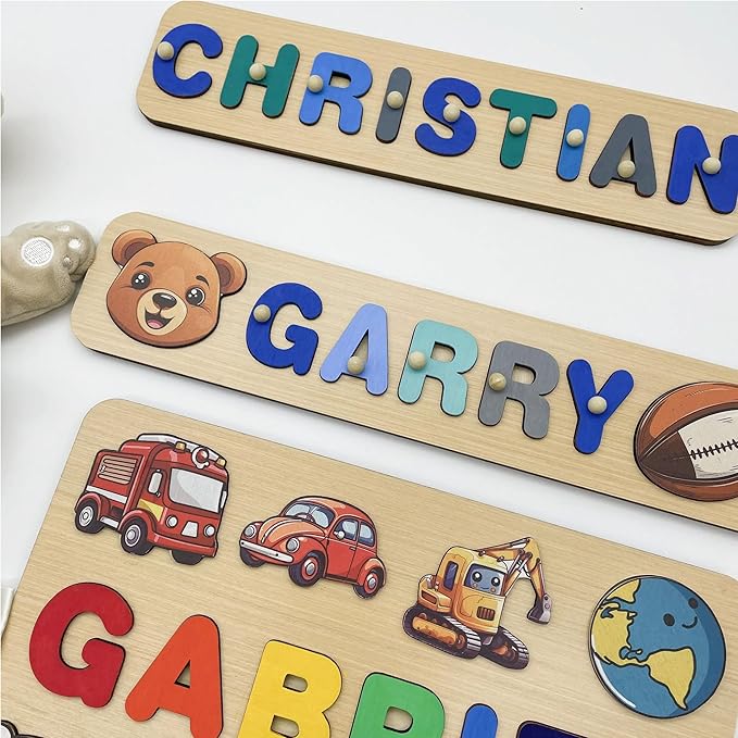 Name Puzzle for Kids Personalized,Wooden Name Puzzle for Toddlers 1-3,Montessori Toys,1 Year Old Boy Toys,1st Birthday Girl Gifts