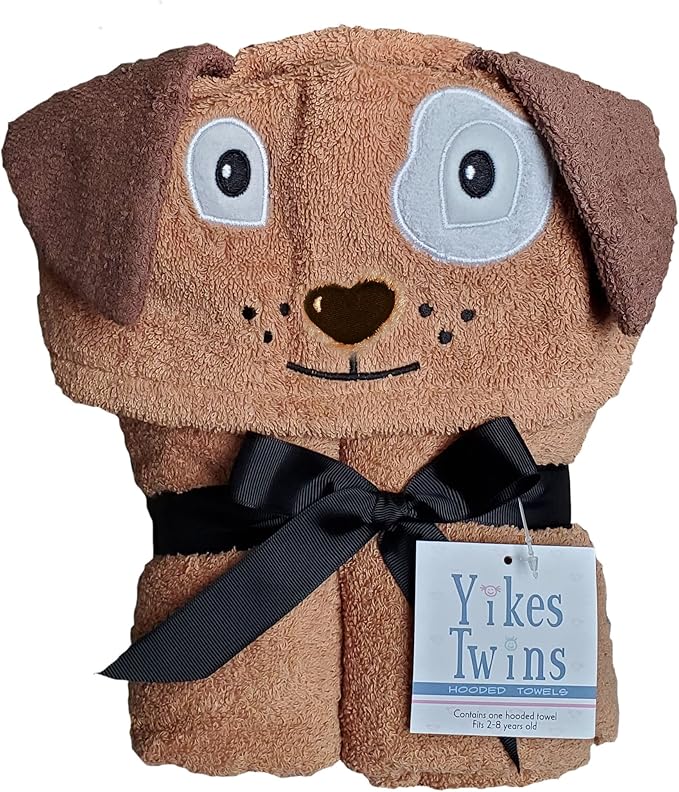Hooded Baby Towel for Kids 2-8 | Large 100% Cotton Baby Towel for Girls or Boys in Brown | Unisex Cute Puppy Dog Bath Towels for Babies and Toddlers