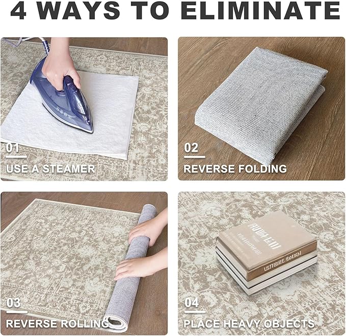 KILOCOCO Hallway Runner 2x5 Kitchen Runner Rug Printed Vintage Floral Washable Non-Slip Runners for Hallways Laundry Room Rugs Distressed Boho Rug for Bedroom, Beige