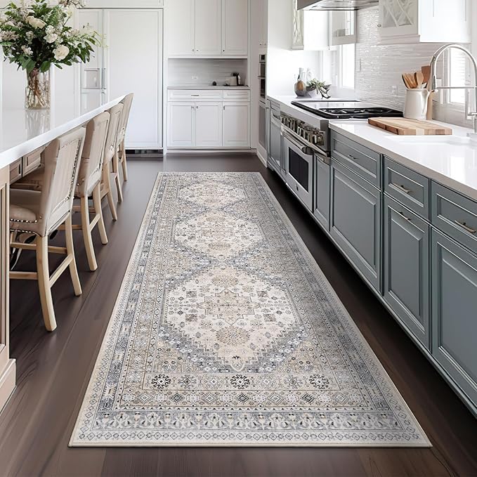 zesthome Washable Runner Rug 2.5x8 - Stain Resistant Entryway Rug,Ultra-Thin Kitchen Rugs, Anti Slip Backing Runner Rugs for Entrance Laundry Room Indoor Hallway (Beige,2.5'x8')