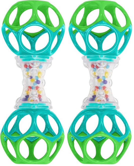Bright Starts Oball Shaker Rattle Toy, Ages Newborn + (Pack of 2)