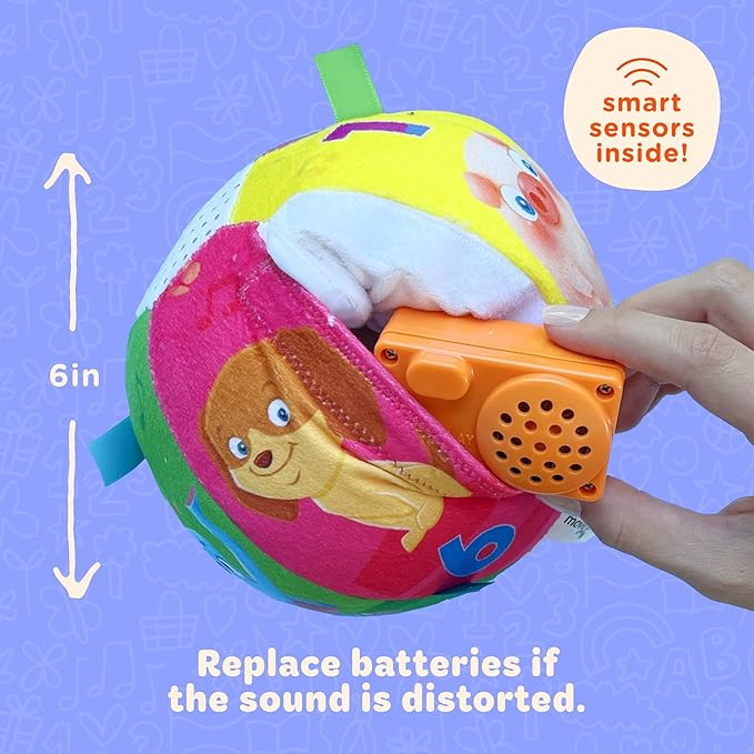 Move2Play, Hilariously Interactive Baby Ball with Music & Sound Effects | First Birthday Gift | Toddler Toy for Boys & Girls | Age 6, 9, 12, 18+ Month | 1, 2+ Year's Old