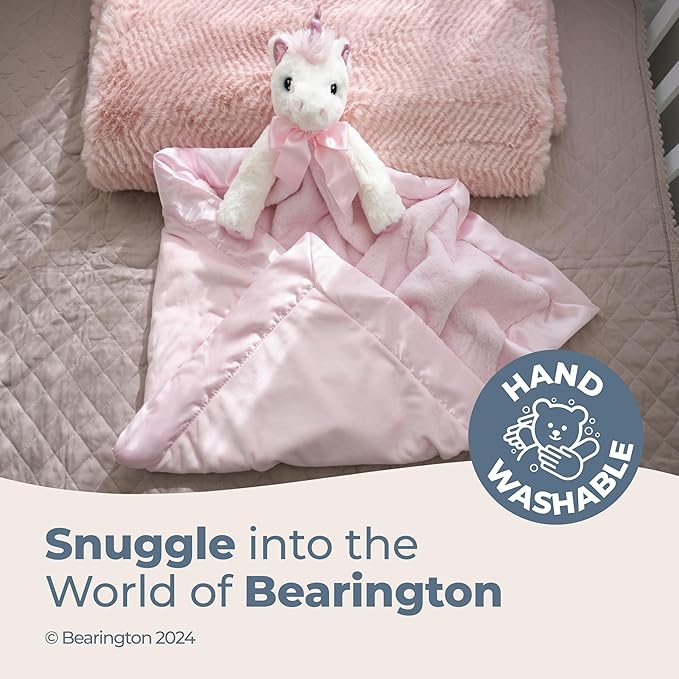 Bearington Baby Cuddle Me Dreamer, Pink Unicorn Large Size Security Blanket, 28.5" x 28.5 - Baby Blanket Lovey