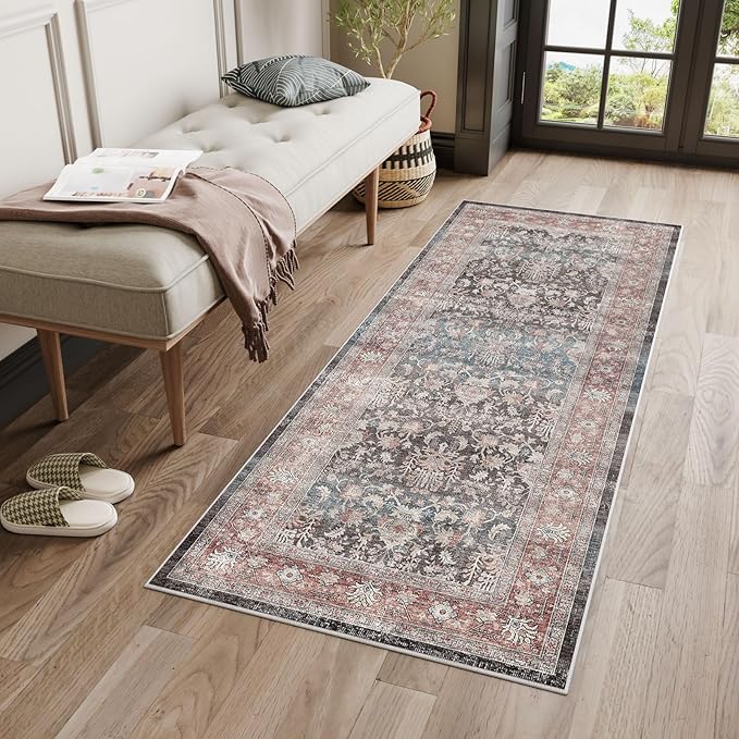 Dripex Tribal Washable Runner Rug-2x5 Non-Slip Non-Shedding Runners for Hallways Stain Resistant Kitchen Mat Laundry Entryway Carpet Runner for Doorway Entrance Bedroom Living Room Decor