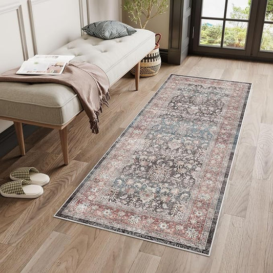 Dripex Tribal Washable Runner Rug-2x5 Non-Slip Non-Shedding Runners for Hallways Stain Resistant Kitchen Mat Laundry Entryway Carpet Runner for Doorway Entrance Bedroom Living Room Decor