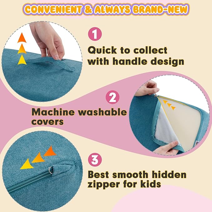 jela Kids Foam Climbing Blocks 6Pcs Soft Play, Toddler Climbing Toys Indoor Soft Play ClimbingSet, Lightweight Climbing Blocks for Babies, Crawling Foam Playset for Toddlers (Miss Fabric Teal)