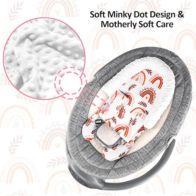 Infant Car Seat Head Support Rainbow Baby Carseat Head Support Cushion & Strap Covers for Newborns Ultra Soft Minky Dot Fabric Perfect for Baby Carseats, Strollers, Swing, and Bouncers