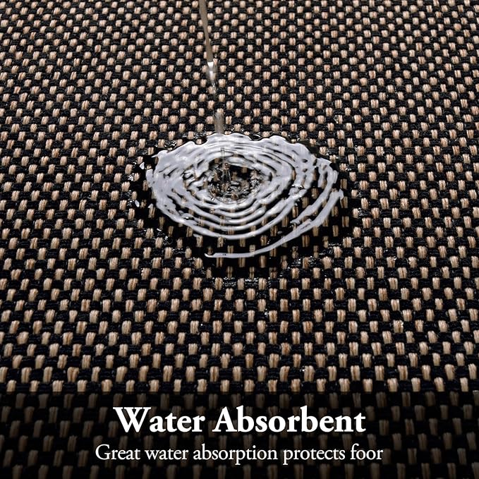 Wonnitar Farmhouse Washable Kitchen Runner Rug, 2x5 Rug Runner Rubber Backed Non Slip Bathroom Rugs, Neutral Absorbent Braided Bathroom Carpet Runner for Bedroom Kitchen Entry Hallway(Black,2'x5')