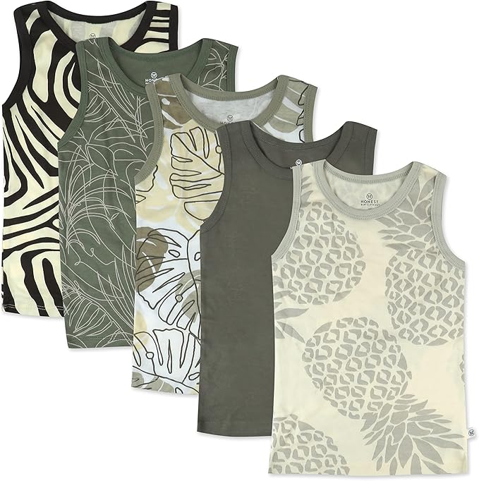HonestBaby Sleeveless Muscle T-Shirts 100% Organic Cotton for Infant Baby and Toddler Boys, Girls