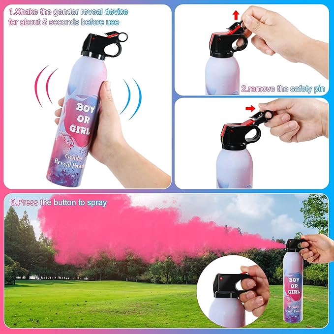 1 Pack Pink Gender Reveal Powder Idea, Fun Party Supplies for Baby Shower Gender Reveal Celebration, Decorations
