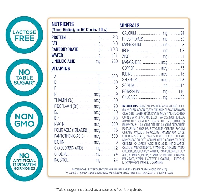 Enfamil Nutramigen Hypoallergenic Baby Formula with Iron, Lactose Free, Colic Relief from Cow's Milk Allergy Starts in 24 Hours, Brain Building DHA, Probiotic LGG for Immune Support, 27.8 Oz, 4 Count