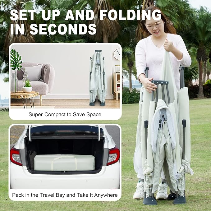 Foldable Baby Playpen 47x63 inch, iTiLike Playpen for Babies and Toddlers with 50 PCS Ocean Balls & 4 Handles, Indoor & Outdoor Kids Safety Play Pen Area, Portable Travel Play Yard (Beige)