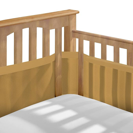 BreathableBaby Breathable Mesh Liner for Full-Size Cribs, Deluxe 4mm Mesh, Golden Sunrise (Size 4FS Covers 3 or 4 Sides)