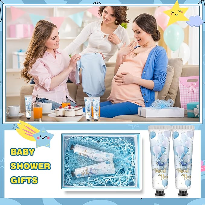 48 Sets Baby Shower Hand Cream Bulk Blue Elephant Baby Shower Favors Bridal Thank You Hand Cream for Guests Travel Size Lotion with Organza Bags