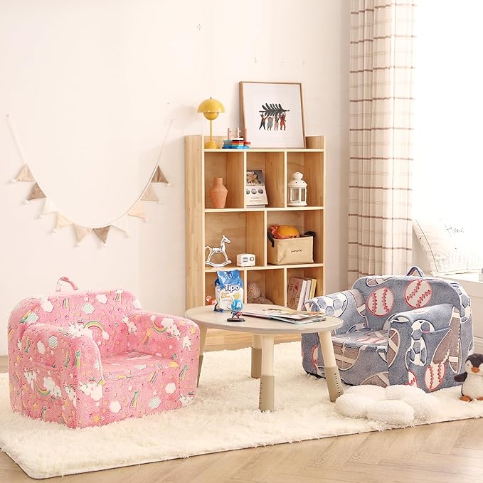 Toddler Chair Plush Kids Couch, Comfy Kids Sofa Toddler Lounger Chair for Bedroom, Convertible Toddler Couch for Girls and Boys, Reading Chair for Kids