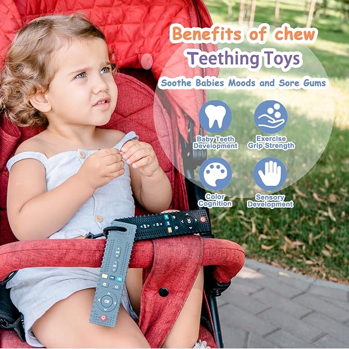 Baby Teether [Original] - Silicone Teething Toys for Babies, Remote Control Shape Teething Relief Chew Toy | Stuff Essential and Gift for Toddler Infant Boy Girl 3+ Months | 2 Pieces