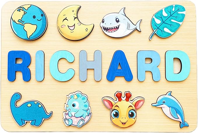 Toddler Puzzles,Custom Wood Name Puzzles for Toddlers,Personalized Gifts for Kids,1 Year Old Birthday Gift,Montessori Toys,Baby Boy Gifts