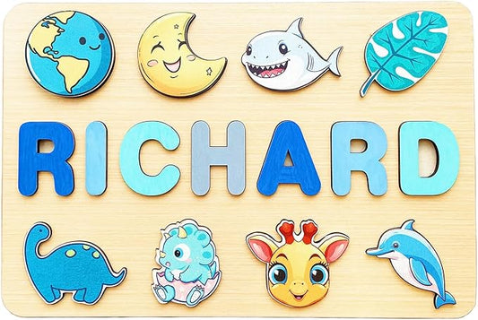 Toddler Puzzles,Custom Wood Name Puzzles for Toddlers,Personalized Gifts for Kids,1 Year Old Birthday Gift,Montessori Toys,Baby Boy Gifts