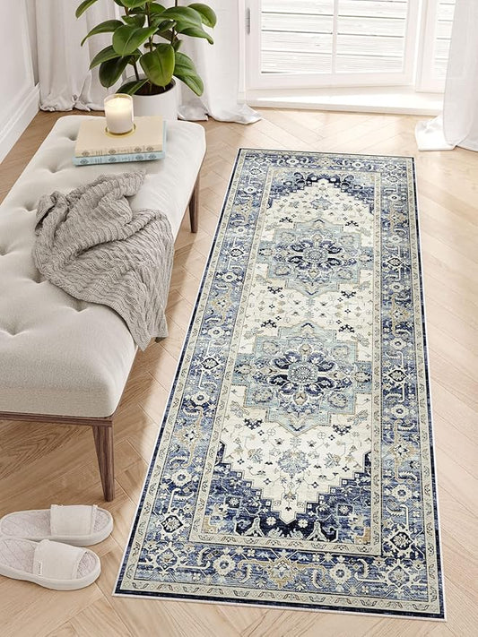 Dripex Tribal Washable Runner Rug-2x5 Non-Slip Non-Shedding Runners for Hallways Stain Resistant Kitchen Mat Laundry Entryway Carpet Runner for Doorway Entrance Bedroom Living Room Decor