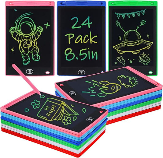 24 Pack LCD Writing Tablet for Kids Bulk - 8.5in Colorful Drawing Tablet Erasable Doodle Board, Educational Learning Travel Toys for 3 4 5 6 7 8 Kids, Kindergarten and Preschool Must Haves
