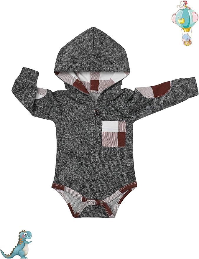 Fommy Newborn Baby Boy Clothes Plaid Letter Print Long Sleeve Hoodies + Long Pants 2PCS Fall Winter Outfits Set