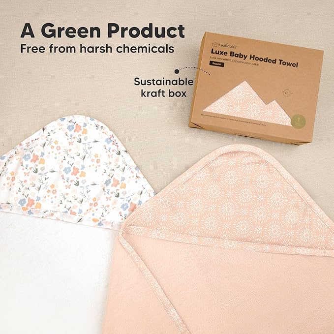 KeaBabies Hooded Baby Towel for Newborn - Viscose Derived from Bamboo Large Baby Bath Towels with Hood for Boys, Girls, Toddler, Extra Absorbent & Soft Newborn Bath Essentials (Pink Crystal)