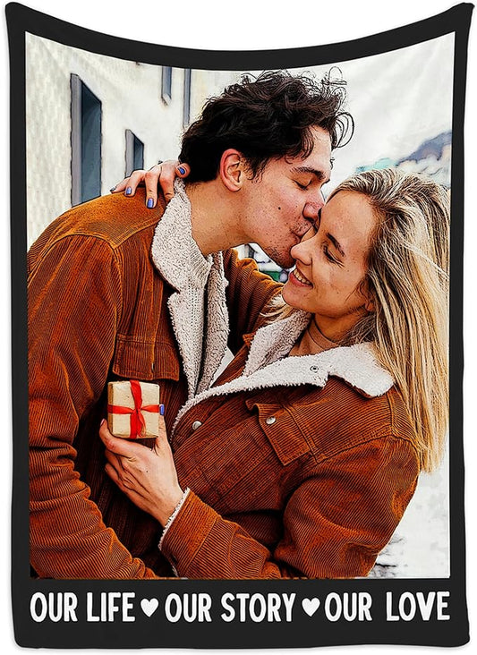 Custom Blanket with Picture, Personalized for Couple