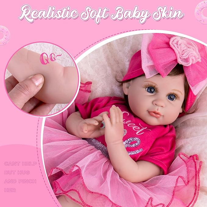 Aori Lifelike Reborn Baby Doll Girl - 22-inch Realistic Newborn Baby Girl Dolls, Gift Set for Kids 3+, Grand-Parents, Pre-Parents