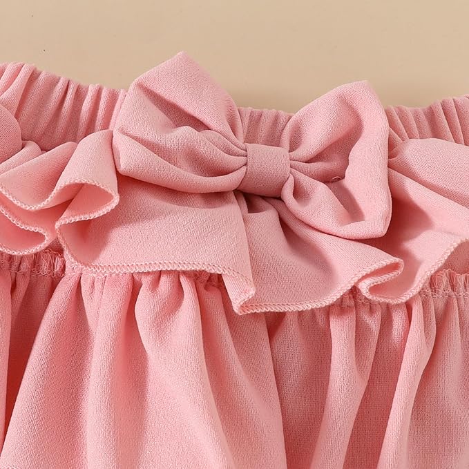 Kaipiclos Cherry Baby Outfit Newborn Infant Girl Clothes Rib Knit Romper & Shorts Waffled Baby Clothes for Girls 0 3 6 12 18M