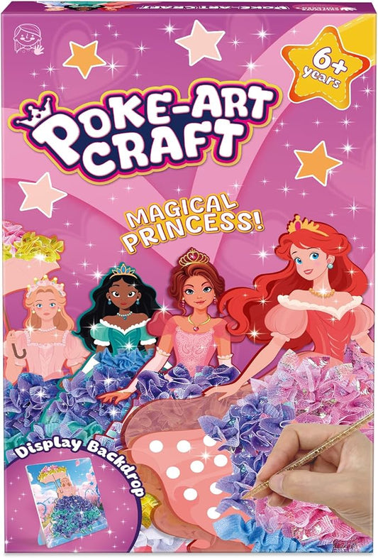 JolliBrix Poke in Kits for Girls - Princess, Arts and Crafts for Kids, Tufting Kit for Kids, Toys for Girls Ages 4 5 6 7 8+, Mess Free Art Activity, Great Gift for Birthday, Christmas