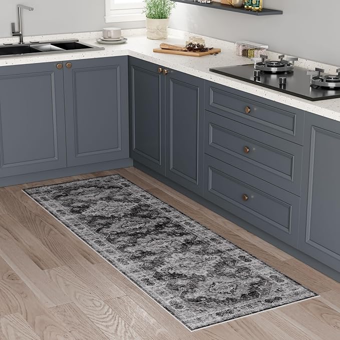 Dripex Washable Runner Rug 2x6 Non-Skid Kitchen Runner Vintage Kitchen Rug for Hallway Soft Low-Pile Carpet, Stain Resistant Kitchen Mat for Laundry Living Room Bathroom