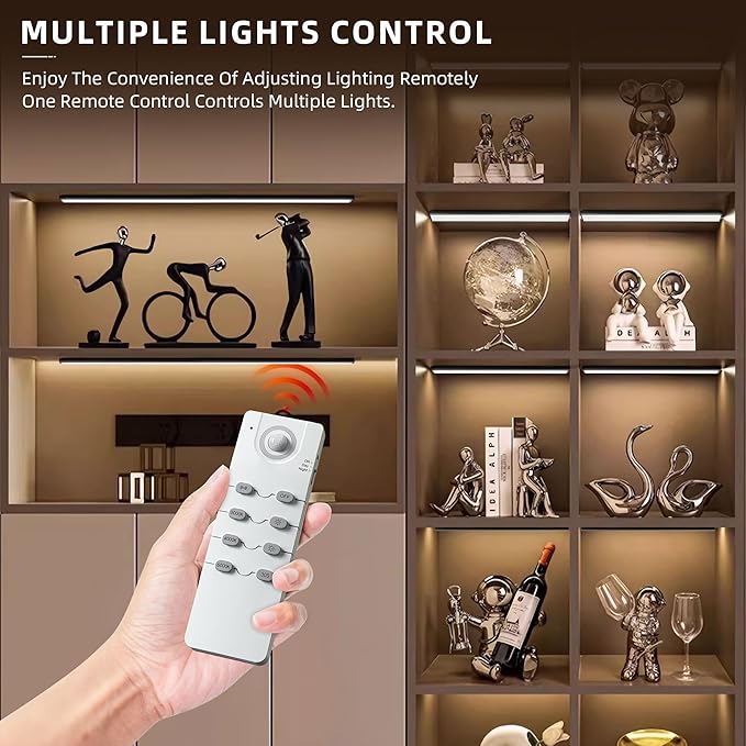 Under Cabinet Lighting,66 LED Wireless Motion Sensor Light Indoor, Rechargeable Closet Lights Battery Operated,Dimmable & 3 Color Temps,Magnetic Under Counter Lights for Kitchen, Closet (20CM,5Pack)