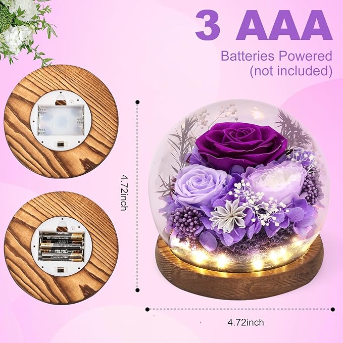 Lujechii Forever Flowers,Flowers for Delivery Prime.Birthday Gifts for Women,Moms, Lovers, Friends, Anniversaries, Preserved Flowers Unique Flower Gifts, Graduation Flower Bouquets(Purple)