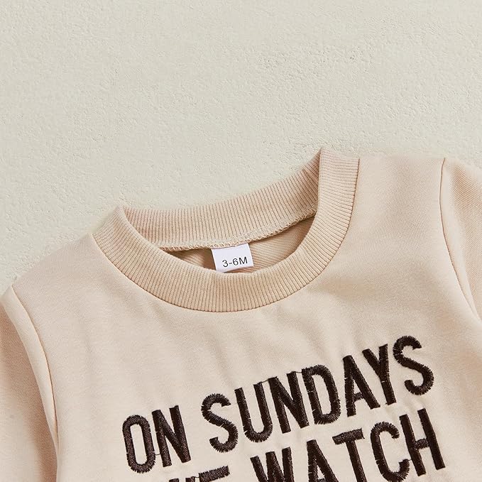 Lamuusaa Newborn Baby Girl Boy Football Outfit On Sundays We Watch Football Romper Long Sleeve Jumpsuit Fall Clothes 0-18M