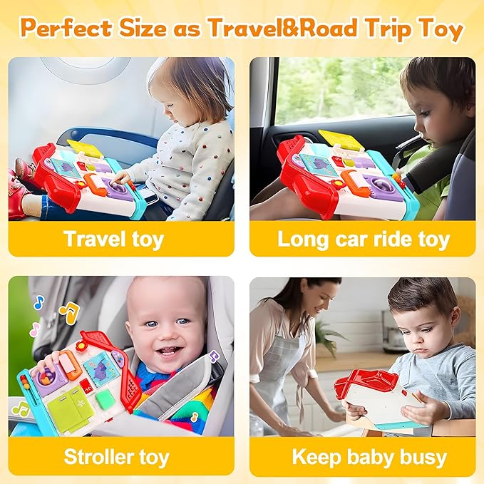 Baby Busy Board for 1 Year Old,Musical Montessori Toys House Busy Board Boy Gifts with Light & Music, Baby Toys 12-18 Months Birthday Gift Toy for 1 Year Old Girl