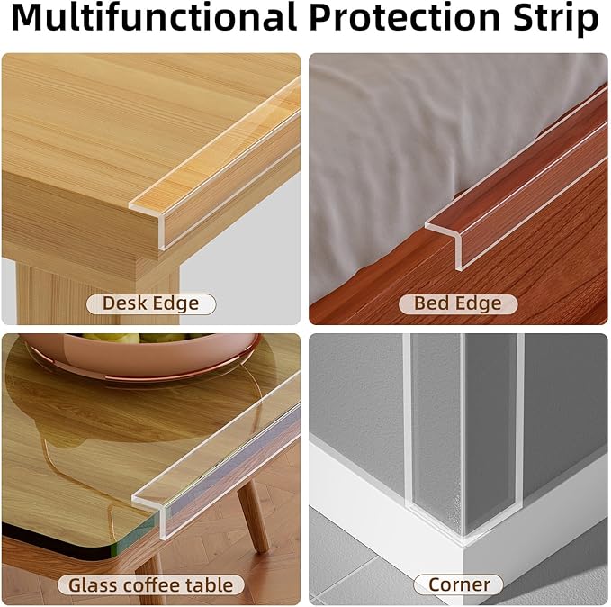 Clear Edge Protector, 0.8in x 9.84FT, Safe Corner Protector, Anti-Sharp Edge Protector, for Furniture, Drawers, Tables, Cabinets