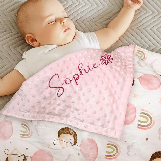 Personalized Name Baby Blanket, Custom Baby Blanket with Embroidered Name, Personalized Baby Blankets Gifts for Girls, Boys, Newborn(30x47in)