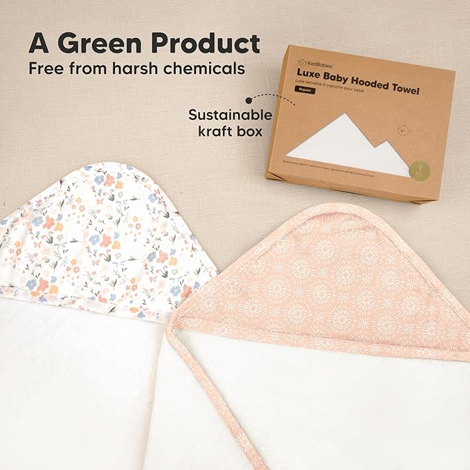 KeaBabies Hooded Baby Towel for Newborn - Viscose Derived from Bamboo Large Baby Bath Towels with Hood for Boys, Girls, Toddler, Extra Absorbent & Soft Newborn Bath Essentials (Crystal)