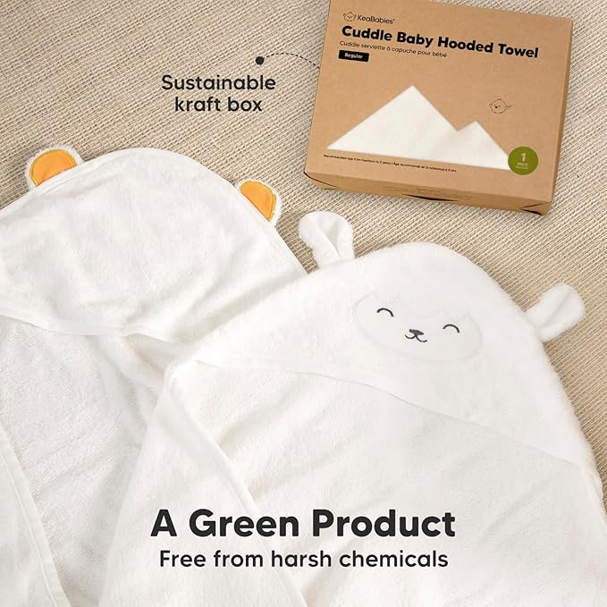 KeaBabies Hooded Baby Towel for Newborn - Viscose Derived from Bamboo Large Baby Bath Towels with Hood for Boys, Girls, Toddler, Extra Absorbent & Soft Newborn Bath Essentials (Lamb)