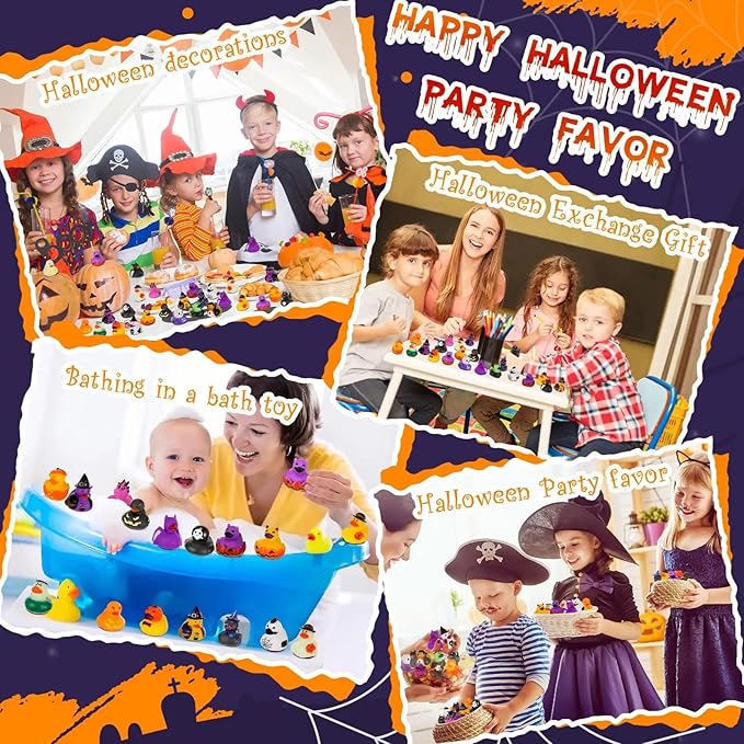 48Pcs Halloween Rubber Ducks in Bulk,Assorted Halloween Rubber Duckies Cruise Duckies for Ducking Reward Prize Gifts for Decor Trick or Treat Party Favors