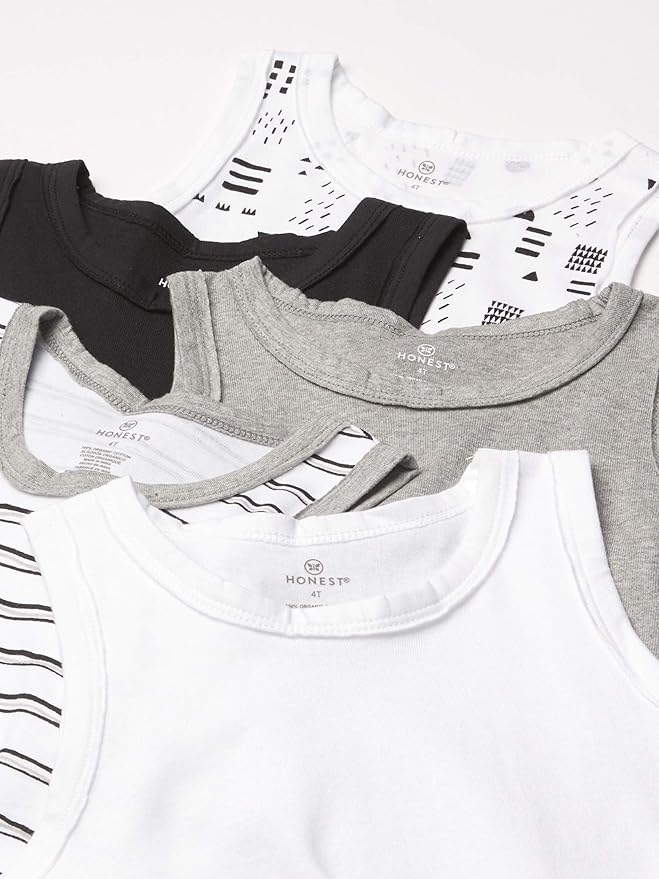 HonestBaby Sleeveless Muscle T-Shirts 100% Organic Cotton for Infant Baby and Toddler Boys, Girls