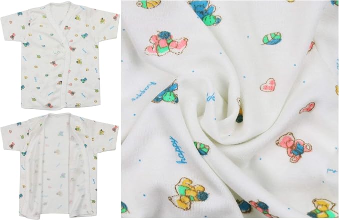 ToBeInStyle Babies' 4 Pack Relaxed Fit Short or Long Sleeve Button Up Kimono Tee Swaddle Shirt