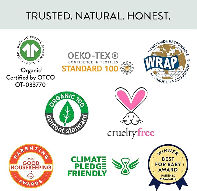 HonestBaby 5-Pack Long Sleeve T Shirts 100% Organic Cotton for Toddler, Little Kids Boys, Girls