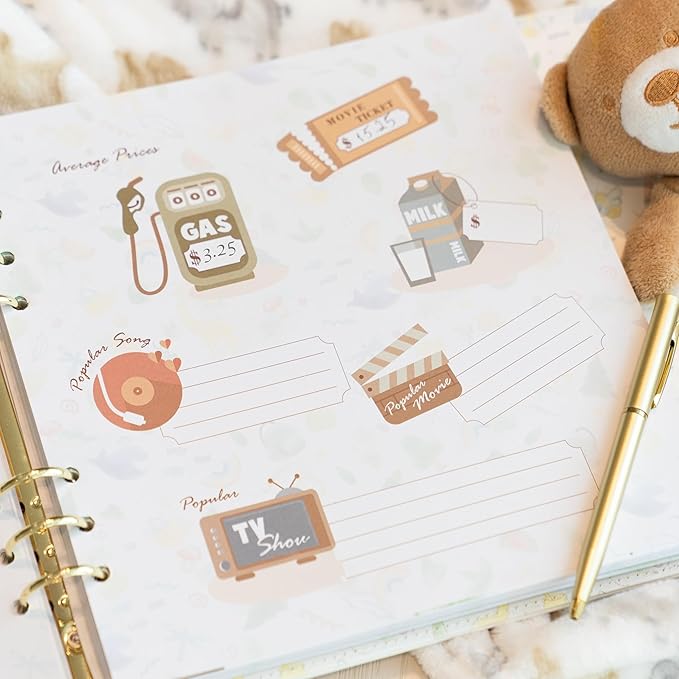 Keepsake Baby Memory Book Girl Boy – Timeless Leather-Bound Baby Milestone Book – Baby Book Keepsake Record First 5 Years - Gender Neutral Baby Scrapbook Album Baby Album Journal Registry Search Gift